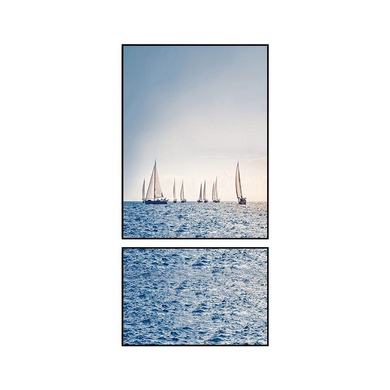 Photographs Seascape Wall Art Print Multi-Piece Modern Bedroom Canvas in Light Color