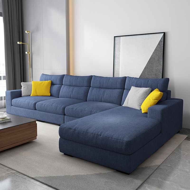 Contemporary Linen Square Arm Sofa  & Chaise for Living Room