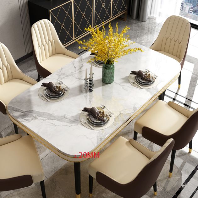 Contemporary Dining Table Sets with Sintered Stone Table and Cushion Chairs