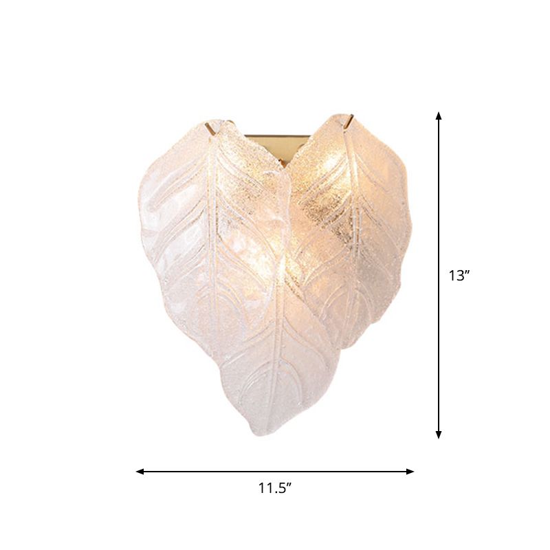 Leaf-Shaped Hallway Wall Sconce Light Frosted Glass 3 Bulbs Modern Style Wall Lighting Fixture in White
