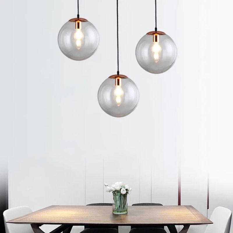 1 Light Round Hanging Ceiling Lights Industrial Style Glass Hanging Light Fixtures for Restaurant