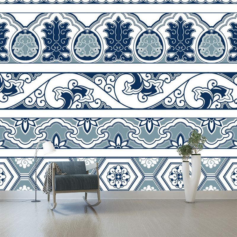 Blue Bohemian Murals Wallpaper Whole Seamless Pattern Wall Decor for Living Room