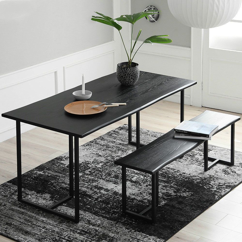 Modern 1/2 Pieces Dining Set Rectangle Wood Dining Table for Living Room