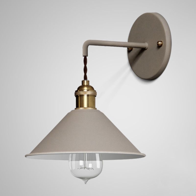 Cone Shaded Wall Light Industrial Polish Finish Lighting for Living Room