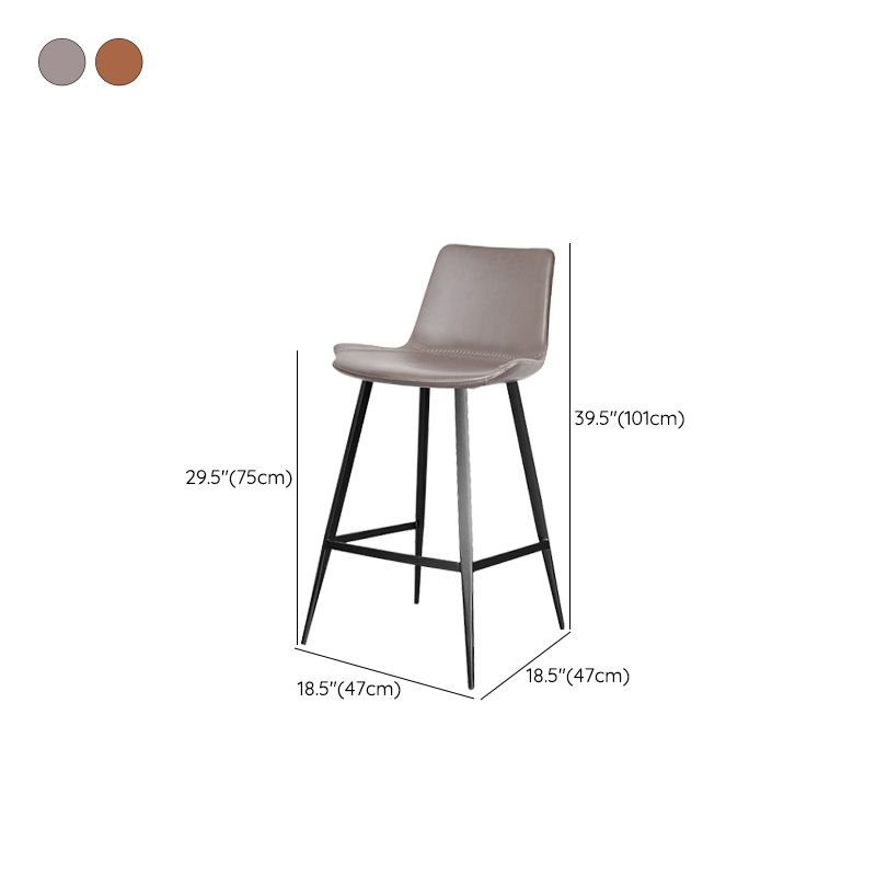 Modern Leather Bar Stool Low Back Footrest Counter Stool for Bristol