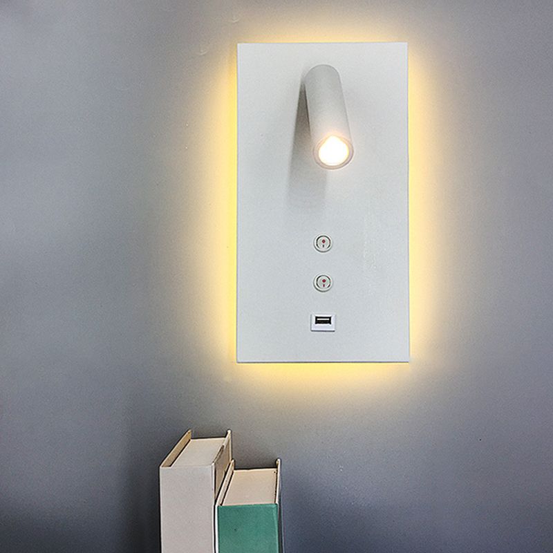 Style contemporain Rectangulaire mural métal métal 2 lumières de lecture de la lumière murale