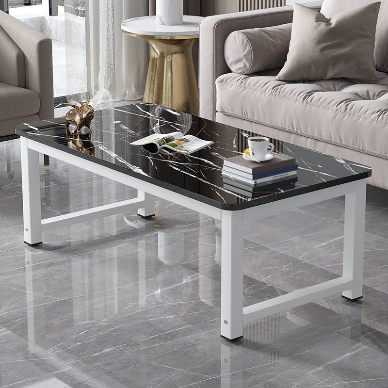 Rectangle Wooden Top Coffee Table with Metal Four legs Modern Style