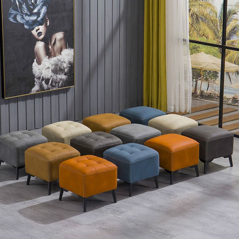 Contemporary Plain Chair Ottoman Plain Cotton Tufted Footstool Ottoman