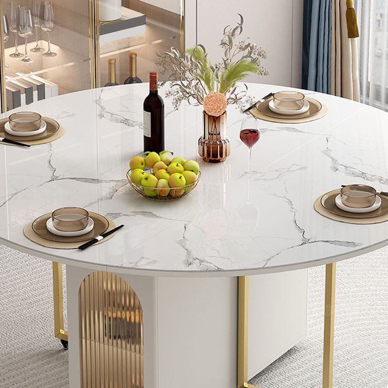 Modern Dining Set 1/3/7 Pcs Sintered Stone Folding Table with Upholstered Chairs