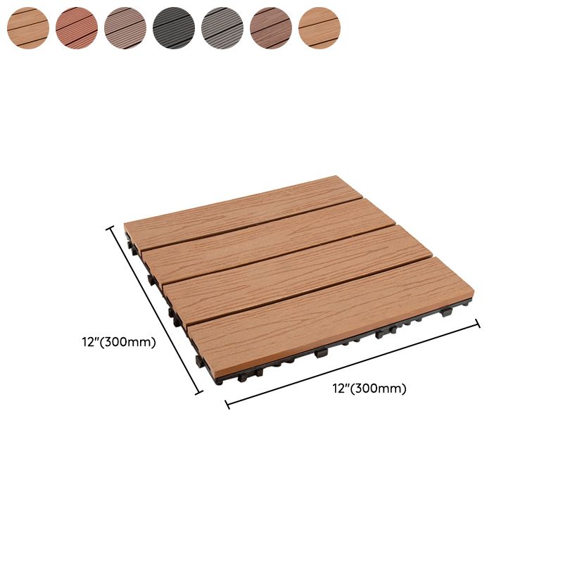 Composite Deck Plank Solid Color Interlocking Wood Flooring Tiles