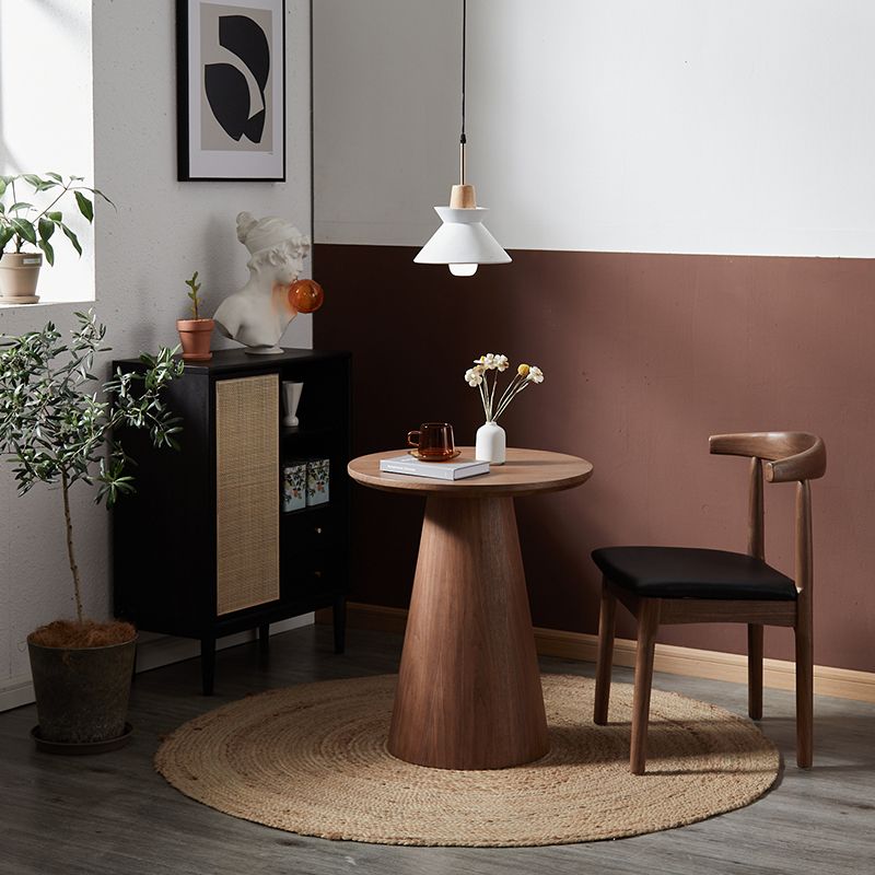 Modern Pedestal Wooden Coffee Table Set Round Top Shape Cocktail Table for Living Room