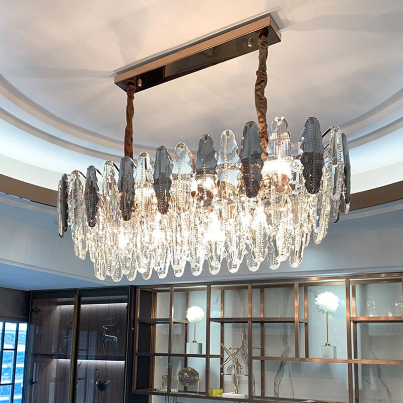 Luz de la isla de cristal sombreada lámpara de lámpara de lámpara de estilo moderno en transparente