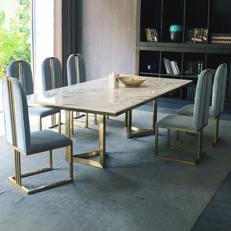 Contemporary Marble Dining Table with 4/6 Leather Dining Chairs