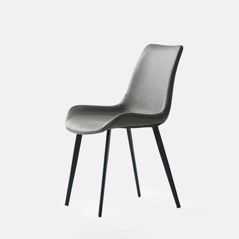 Industrial Style Solid Back Chair for Kitchen Faux Leather Dining Chairs