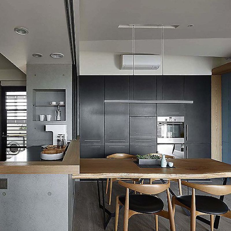 Lámpara de 1 cabeza de lámpara de la isla de metal moderna lámpara colgante de 1 cabeza lineal con sombra acrílica