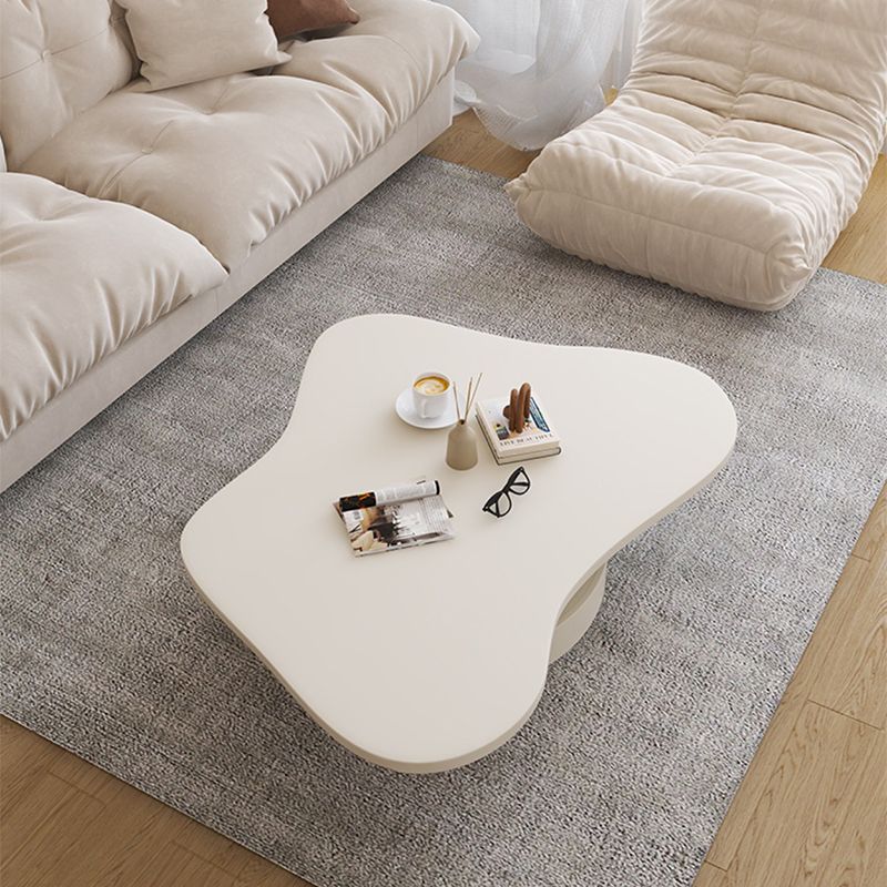 13"H Contemporary Coffee Table White Coffee Cocktail Table with Drawer