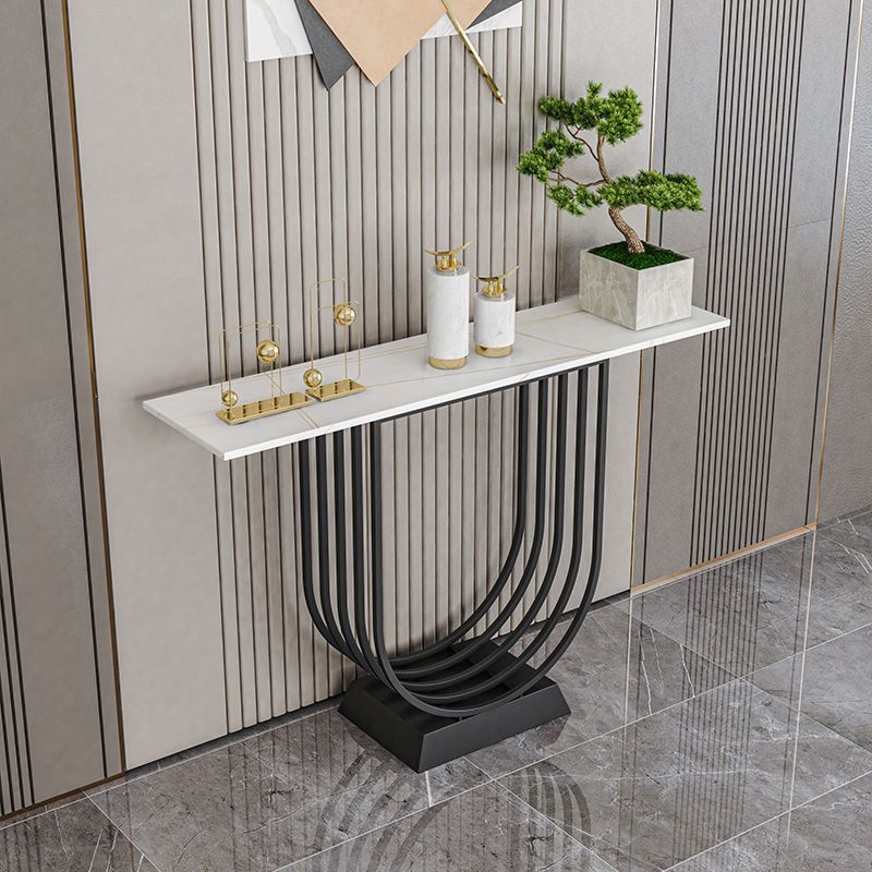 11.81 inch Wide White/Black Console Table Contemporary Console Sofa Table