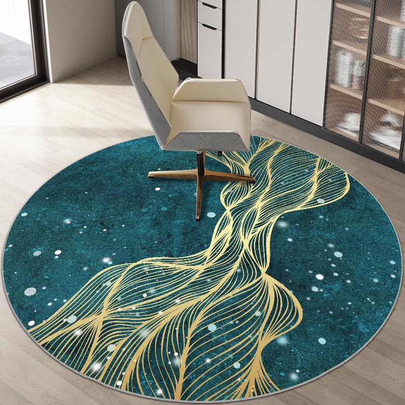 Round Multicolor Bold Rug Polyester Carpet Abstract Print Indoor Rug Stain Resistant for Living Room