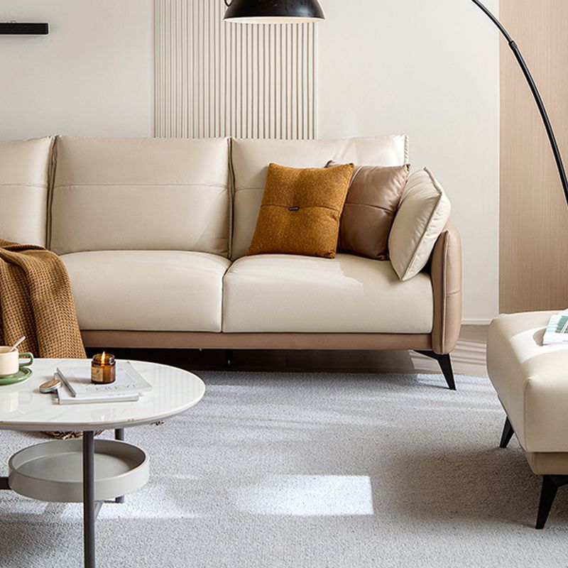 No Distressing Solid Color Scratch Resistant Leather Sofa for Living Room