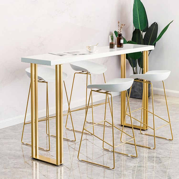 Dining Room Wood Top Counter Table Gold Base 42-inch Glam Style Bar Table