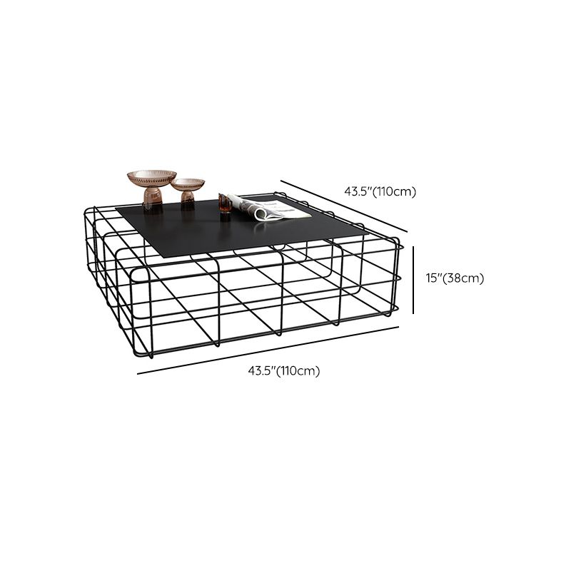 Mid-Century Modern Coffee Table Black Iron Frame Coffee Cocktail Table