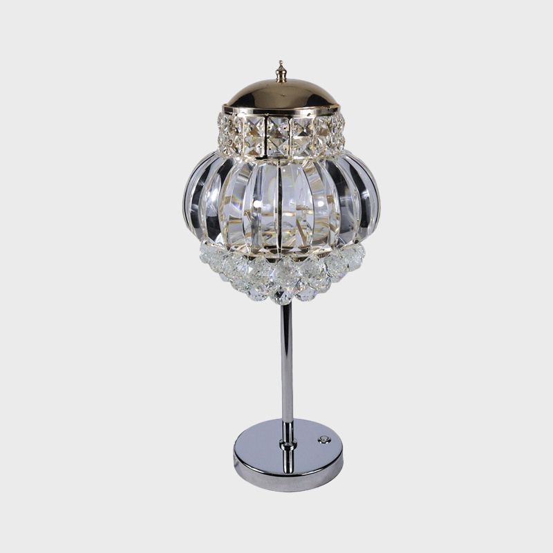 Chrome LED Night Night Modern Style Clear/Champagne Crystal Globe Tafe Lamp met dimmer knop