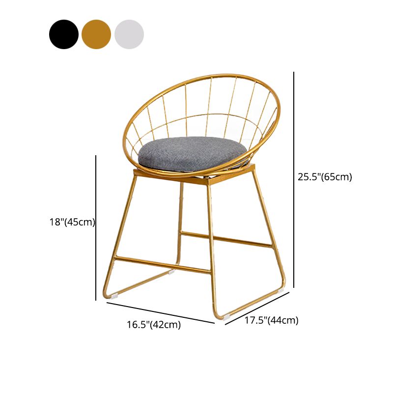 Scandinavian Upholstered Counter Chairs Bucket Barstools with Metal Legs for Home