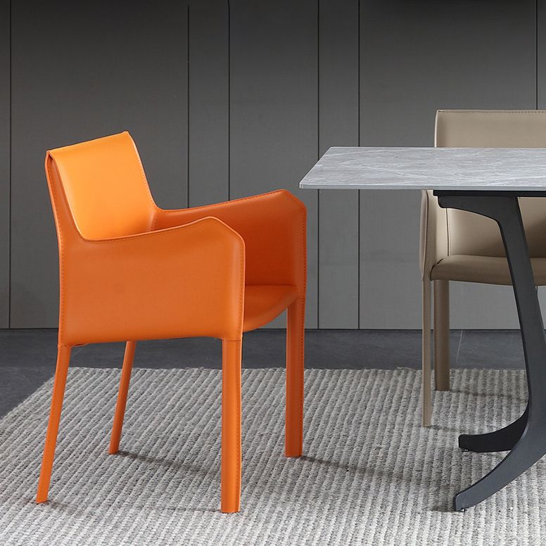 Matte Finish Solid Back Chair Designer Style Home Leather Arm Chair