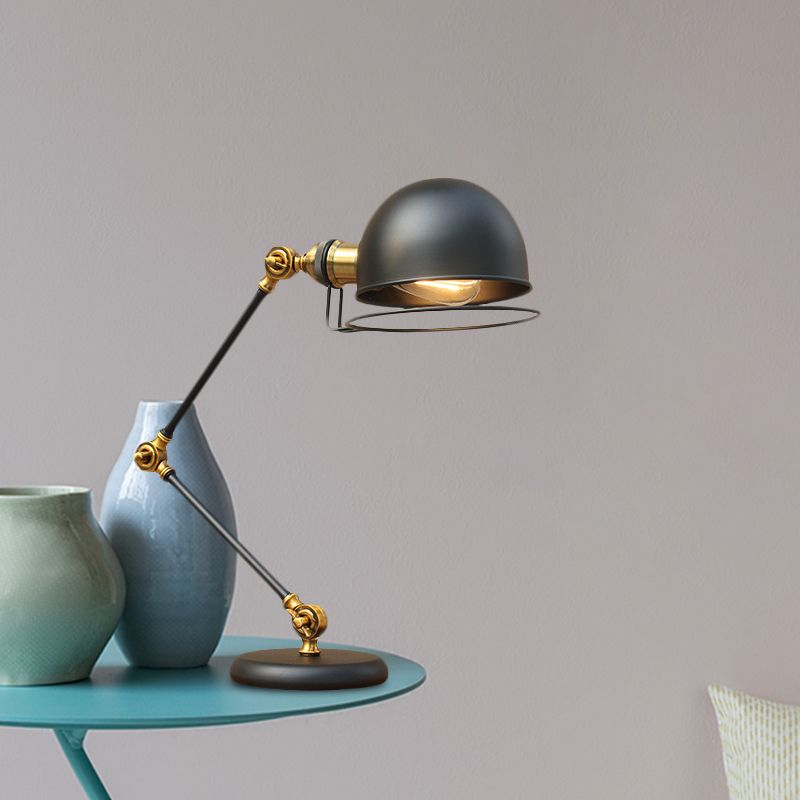 1 Lampenkuppel Task Light Industrial Black Finish Metallic Tischlampe mit Ringdetail und Schwungarm, 6,5 "/8" Breite