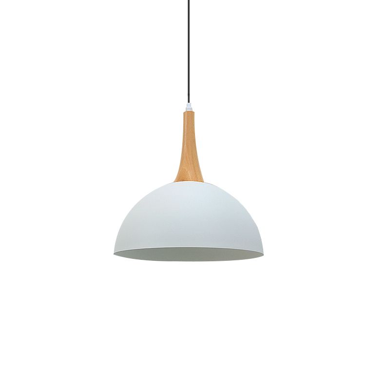 1 Ligera de cúpula ligera Lámpara de colgación de metal elegante moderna en blanco/negro para la sala de reuniones para la sala de reuniones