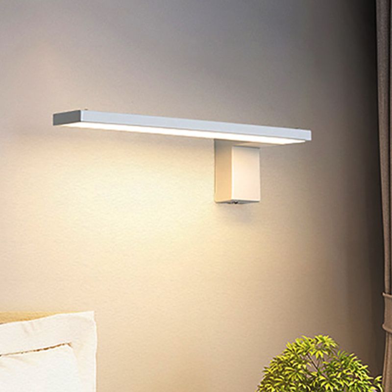 Minimalist Rectangular Wall Mount Light Acrylic White/Black LED Bedside Wall Light Fixture in Warm/White Light