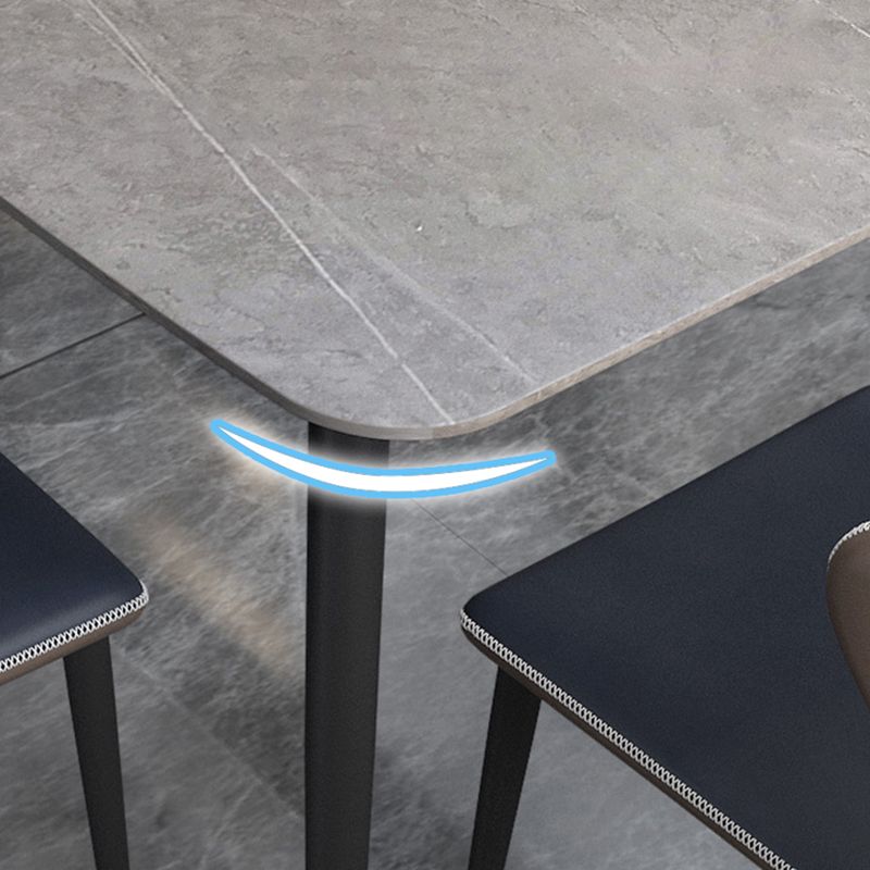 Metal Modern Rectangular Table Sintered Stone Table for Dining Room and Kitchen