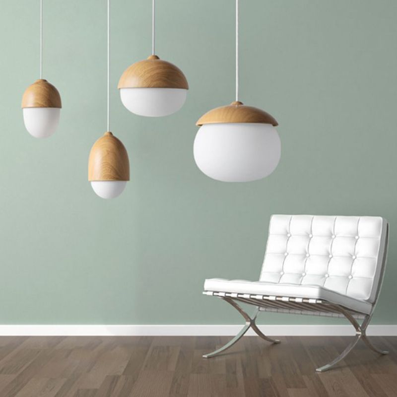 1-Light Pendant Light Modern Style Geometric Shape Lighting Pendant with Glass Shade