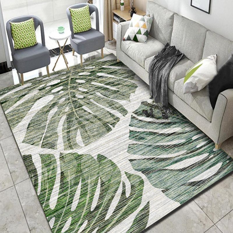 Unique Multicolor Modernist Rug Polyester Leaf Pattern Rug Washable Pet Friendly Non-Slip Carpet for Living Room