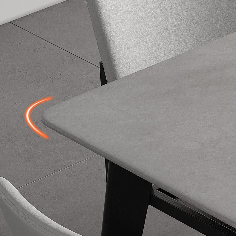 Stone Top Dining Table Contemporary Dining Table with 4 Wood Legs
