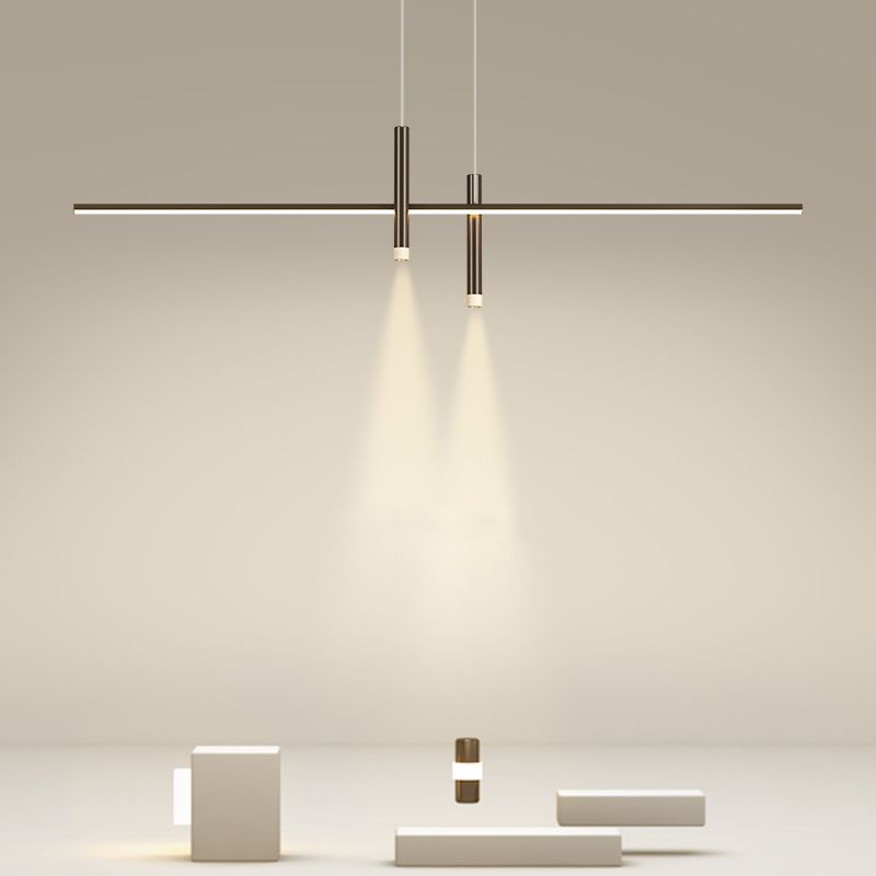 Luci a ciondolo dell'isola lineare contemporanea Metal 3 Lights Freepurs