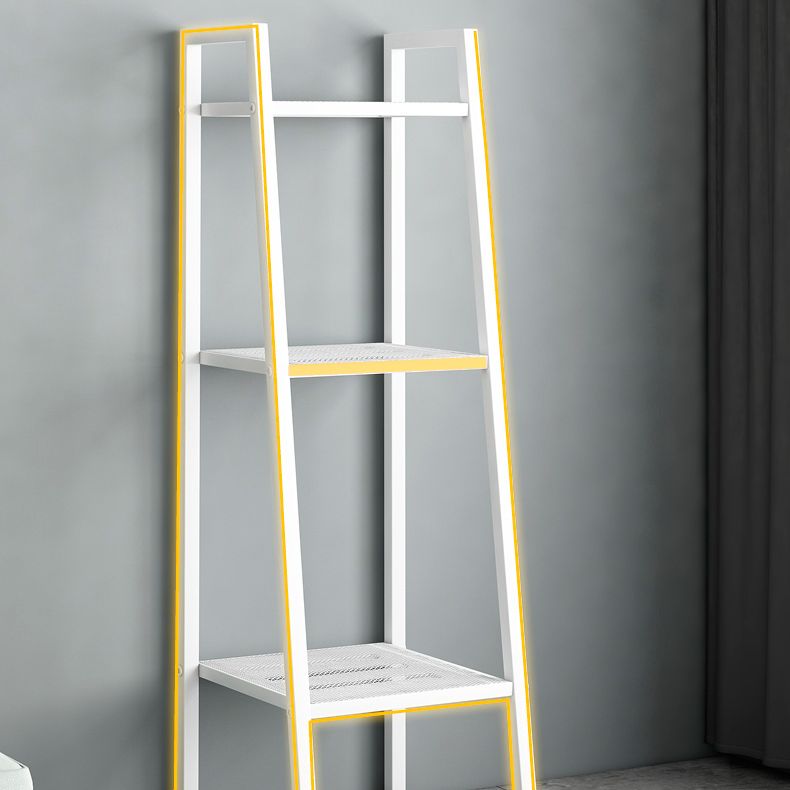Contemporary Ladder Bookshelf Metal Open Back Bookcase for Home Office