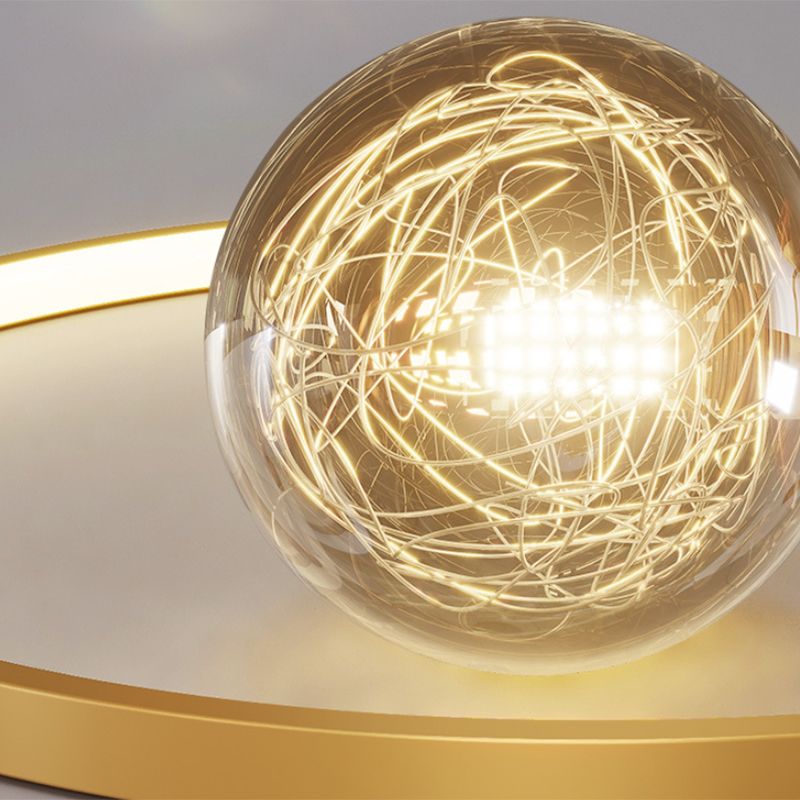 Luminaire de plafond encastré de style moderne à 3 lumières à abat-jour géométrique en or
