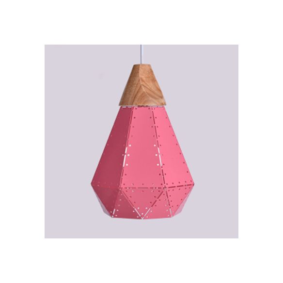 Restaurante en forma de diamante de techo de diamante de metal y madera de madera de color azul/verde/rosa/amarillo iluminación colgante
