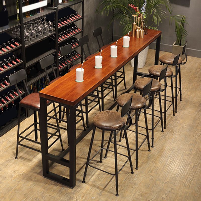 Industrial Bar Table Rectangle Solid Wood Pub Table for Breakroom