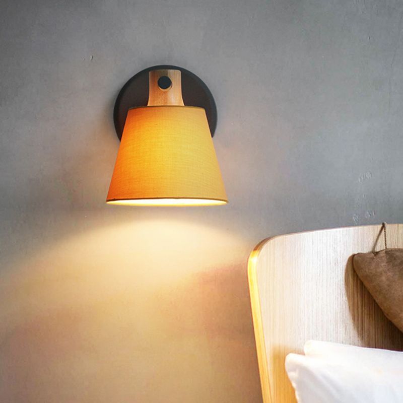 Vat stof wandmontage licht landelijke stijl 1 lamp gele/blauw/groene wandverlichtingsideeën met houten top