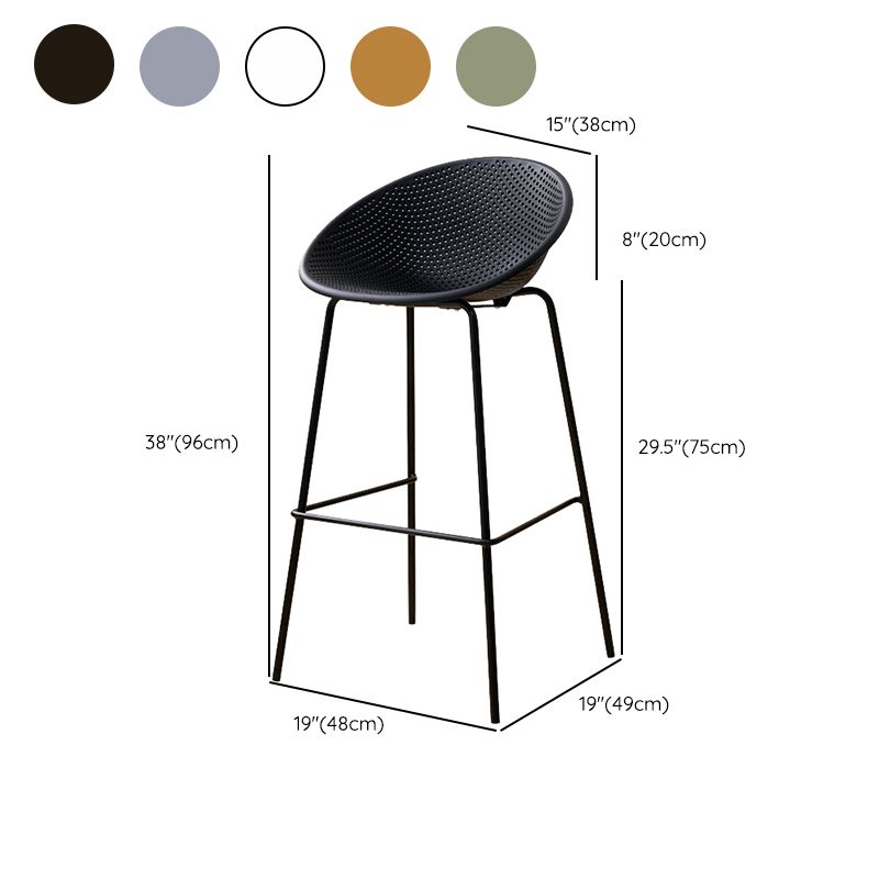 Nordic Backrest Counter Stool with Metal Base Plastic Armless Bar Chair with 4 Legs