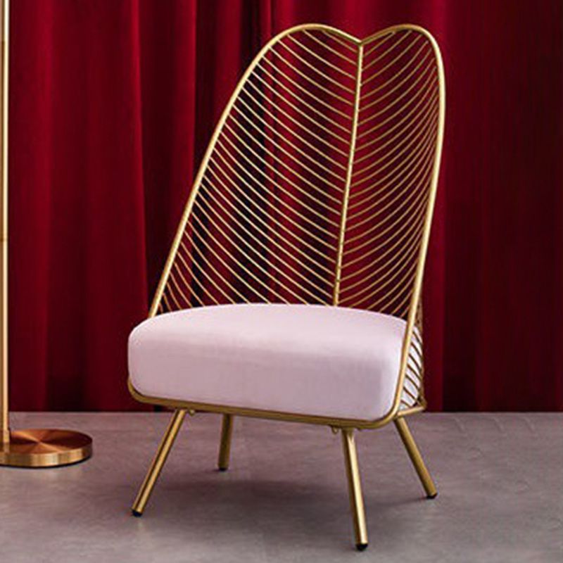 Glam Style Metal Chair Fixed Back Solid Color 4 Legs Armless Chair
