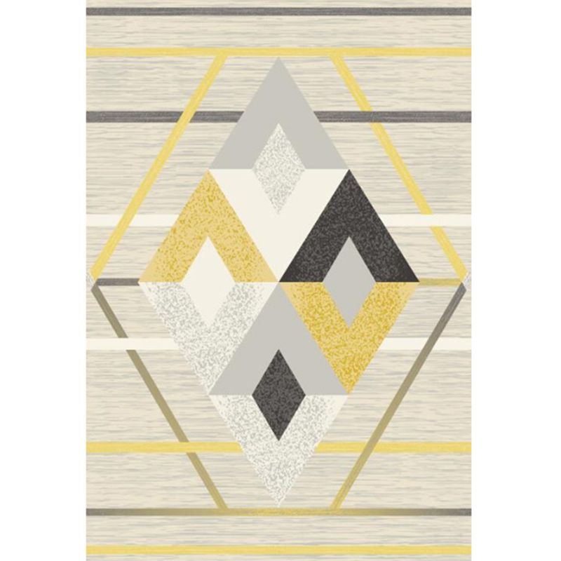 Light Yellow Modern Rug Polyester Graphic Area Rug Non-Slip Backing Rug for Living Room