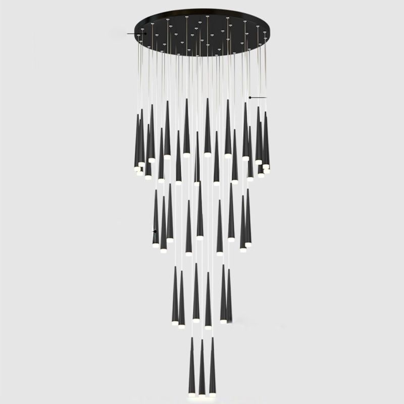 Stairs Pendant Light Fixture Metal Line Shape Modern Style Multiple Hanging Light