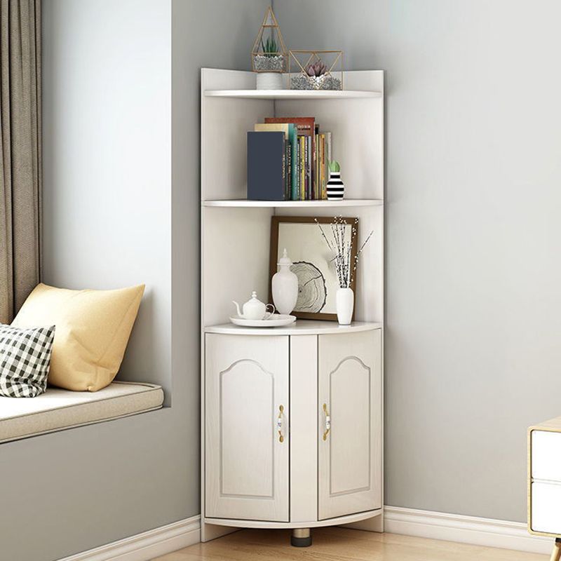 Wooden Modern Accent Cabinet Triangle Storage Cabinet with 2 Doors