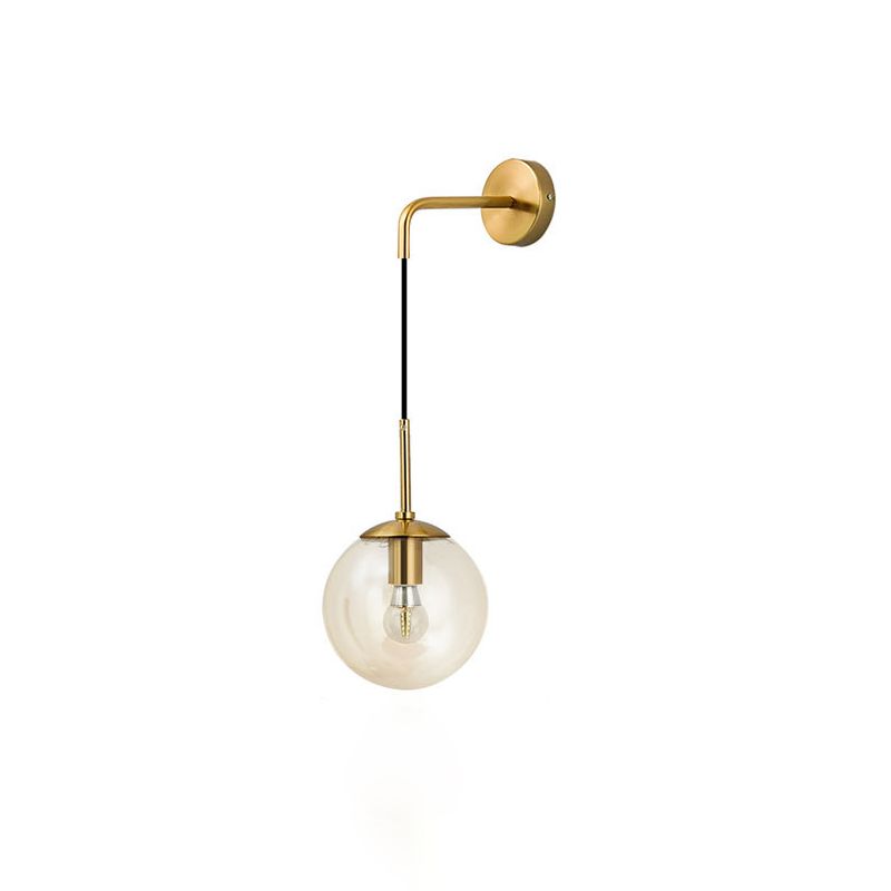 Modern Artistic Hanging Wall Lamp Copper Globe Wall Light with Glass Shade