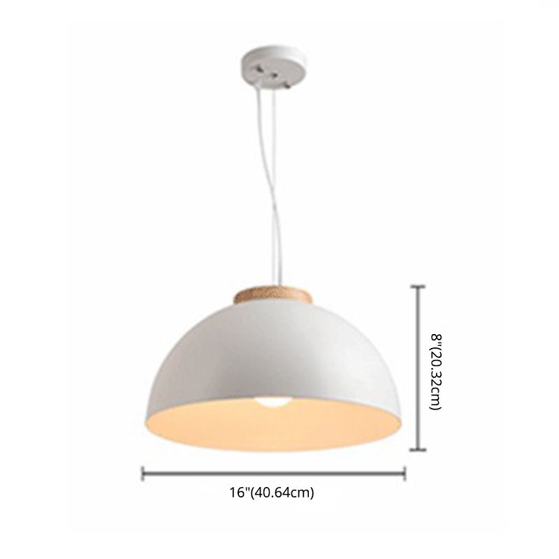 Domed Metal Pendant Lighting Nordic 1-Light White Ceiling Suspension Lamp for Restaurant