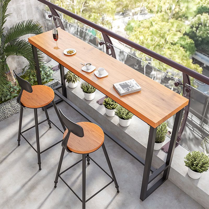 1/3 Pieces Modern Rectangle Solid Wood Bar Table with High Stools