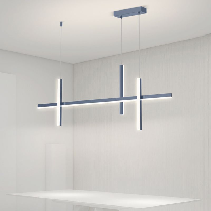 3-Light Linear Island Light Fixture Simplicity Metal Pendant Light for Dining Room